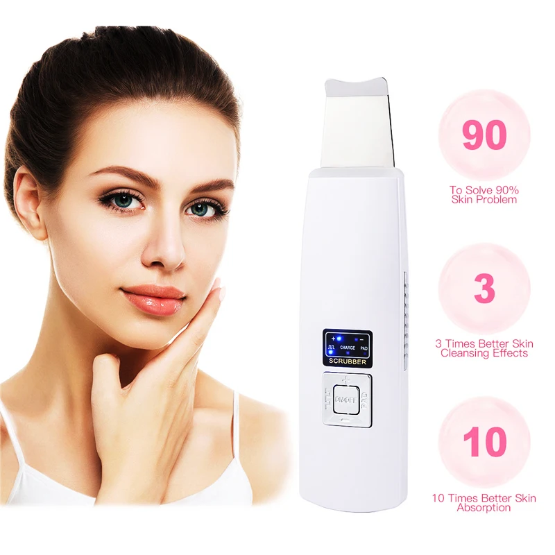 Ultrasonic Facial Skin Scrubber Cleaner Ion Acne Blackhead Remover Peeling Shovel Face Deep Clean Skin Care Beauty Instrument