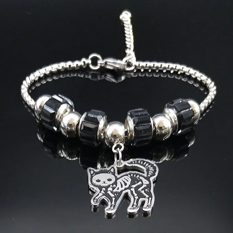 Модный браслет-цепочка из нержавеющей стали с котом Skullo женский серебряный браслет ювелирные изделия pulsera acero inoxidable mujer B1854