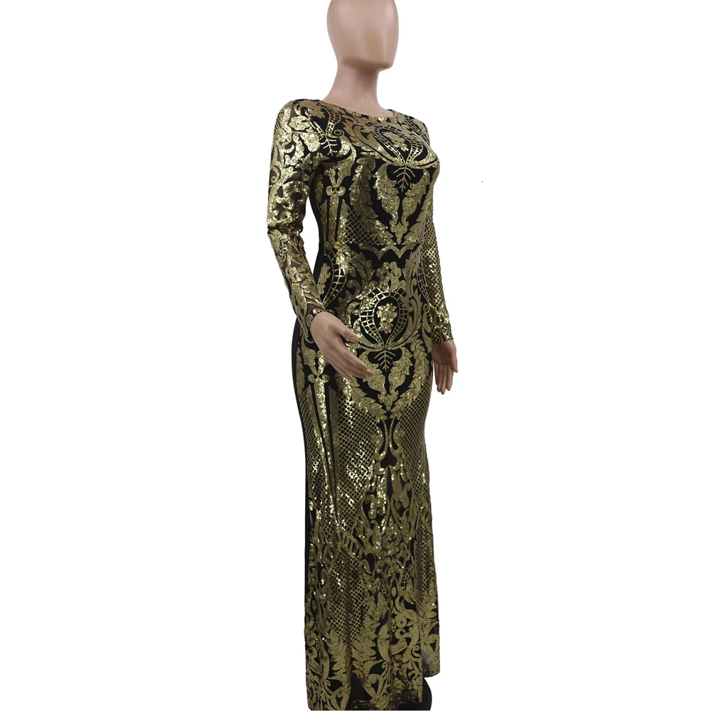Элегантные вечерние женские длинные платья с пайетками в стиле пэчворк с длинным рукавом и круглым вырезом, облегающие макси платья в стиле русалки, облегающие платья знаменитостей Vestidos
