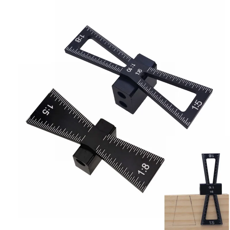thumbnail image 2 of Woodworking Dovetail Marker Aluminum Alloy Dovetail Marking Template 1:5 & 1:7 Wood Joint Gauge With Scale Dovetail Guide Tools 2 of 13
