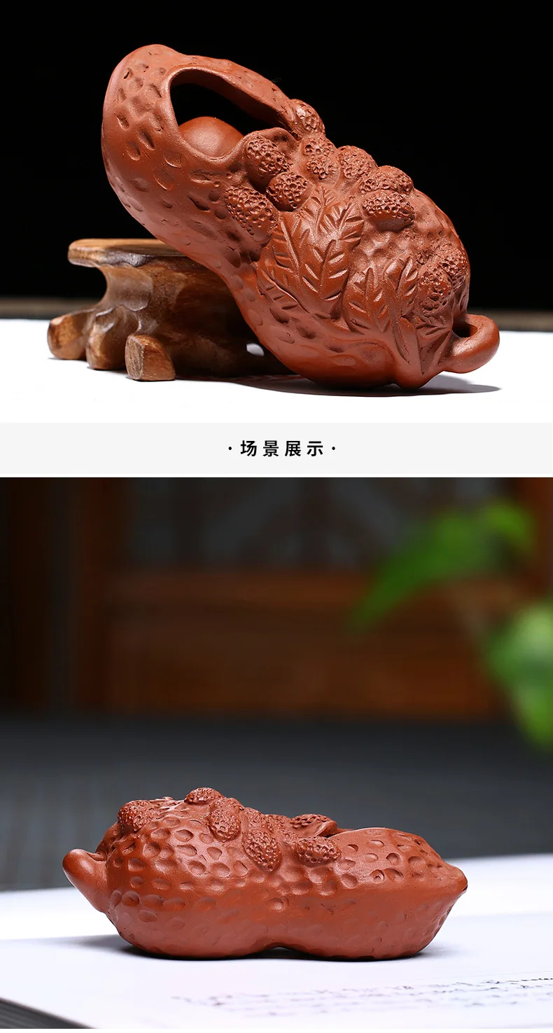 Clay Peanut Tea Ornaments Can Raise Wholesale Large Size Segment Mud Entirely Handmade Tea Set Decoration Clay Pet Anti-True Bor