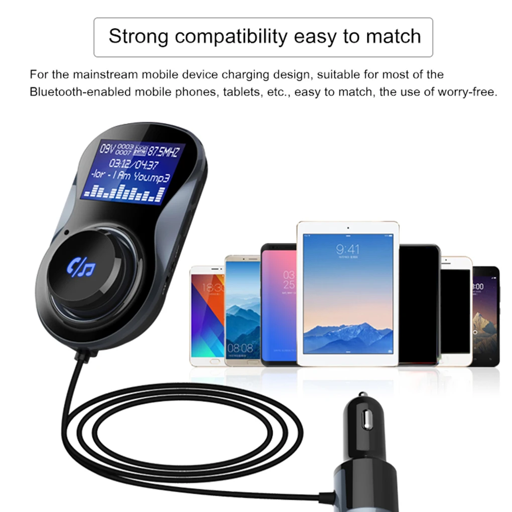 Bluetooth fm-передатчик usb порты Автомобильное зарядное устройство аудио приемник Handsfree Mp3 плеер ЖК-дисплей