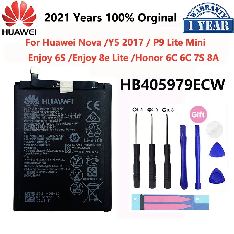 100% Оригинальный аккумулятор для телефона HB405979ECW Huawei Nova CAZ-AL10 CAZ-TL00 Enjoy 8e Lite CAZ-TL10 6S