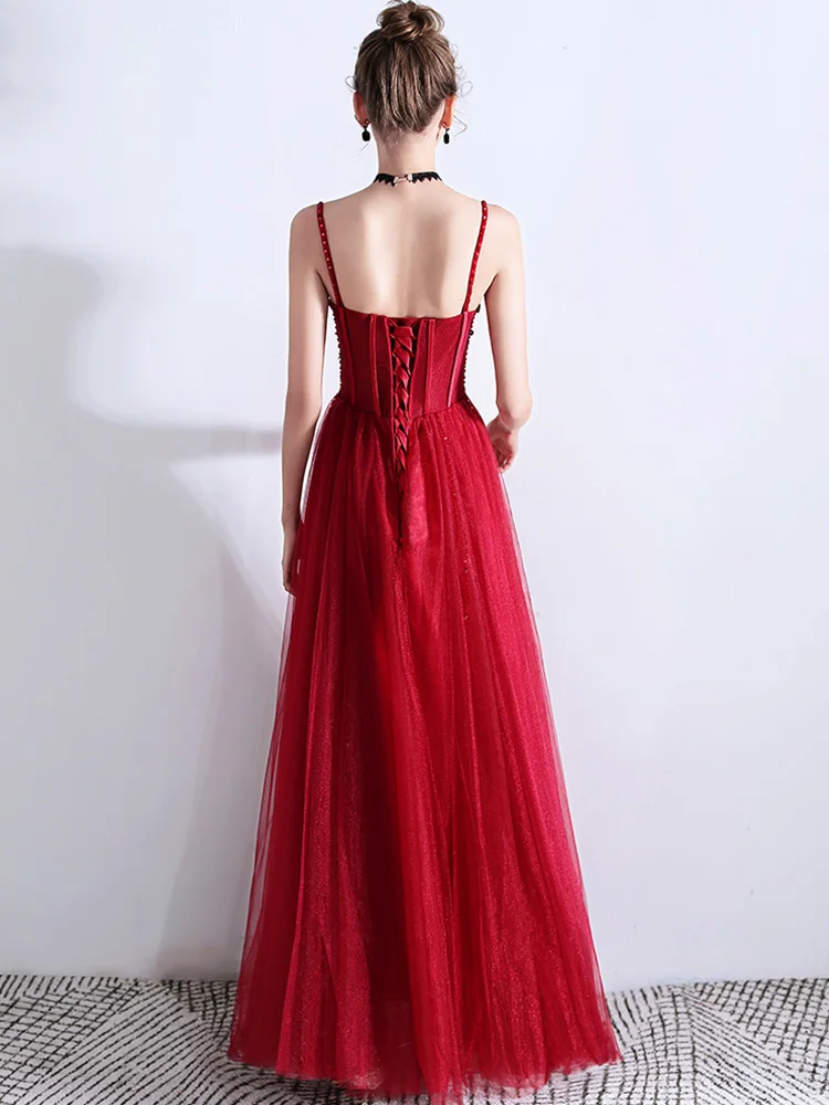 It's Yiya вечернее платье 2019 без рукавов с бретельками и кристаллами ТРАПЕЦИЕВИДНОЕ ПЛАТЬЕ элегантное Кружевное Платье de Soiree плюс размер E1059