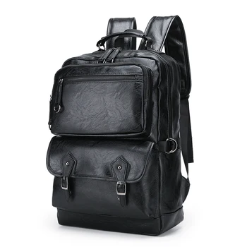 

Men's Backpack Large Capacity Brand Designer PU Leather Travel Laptop Backpack Luxury Leisure Travel Vintage Trends Shoulder Bag
