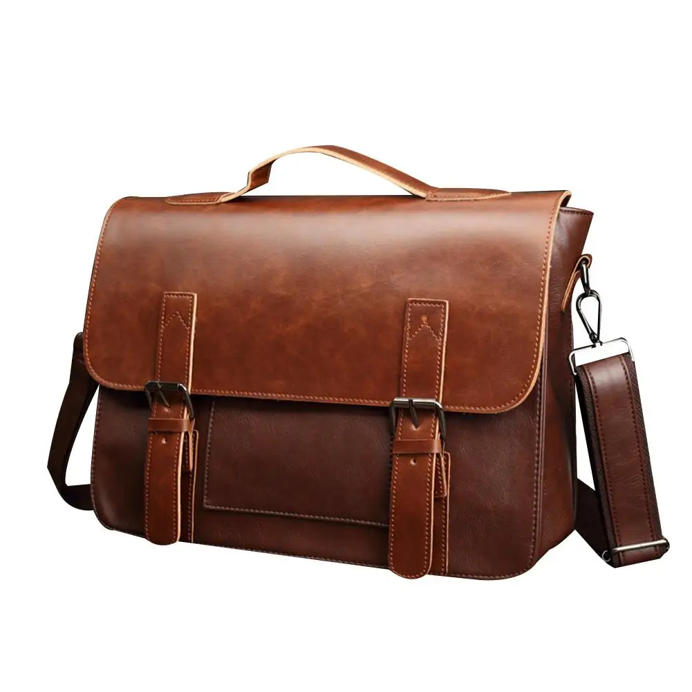 

2020 Chaonan Man Retro Diagonal Cross Poor Leisure Single Root Square New Crazy Horse PU Leather Business Bag Shoulder Bag