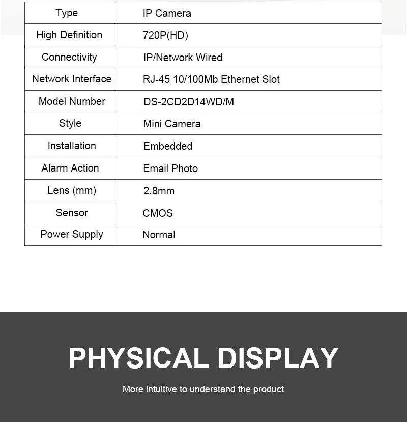 HIKVISION DS-2CD2D15DWD, заменяющая DS-2CD2D14WD, китайская версия, 1 МП, 720 P, мини ip-камера, ATM камера, поддержка EZVIZ, Hik-подключение P2P
