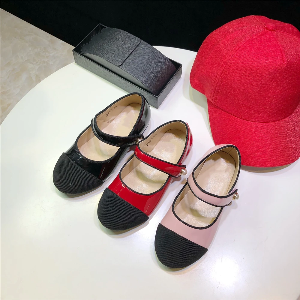 

Chueyz Spring Girls Genuine Leather Color Matching Shallow Mouth Shoes Children Soft Bottom Princess Shoes Single Shoes For Kids