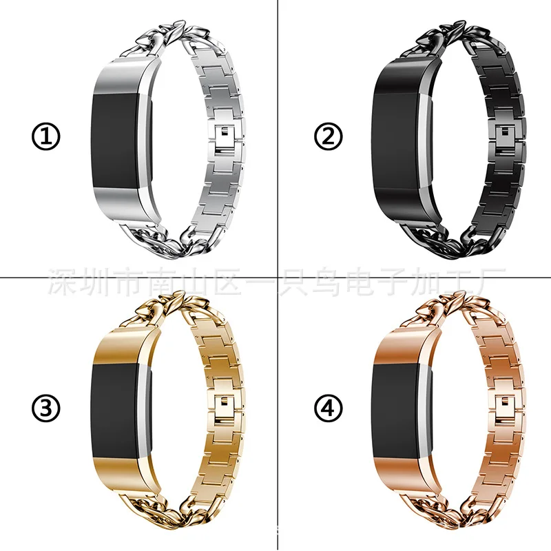 

Suitable for Fitbit Charge 2 Stainless Steel Chain Watch Strap Smart Watch Single Row niu zi lian Solid Table