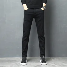 Pantalones vaqueros ajustados para hombre, Jeans clásicos de diseñador, ropa de calle informal, recta, MOOWNUC, Otoño, 2020