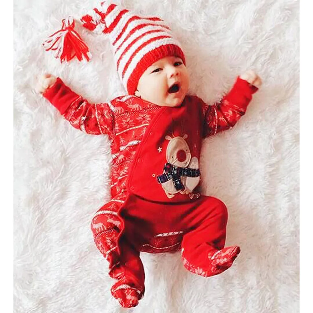 

Christmas Newborn Infant Baby Boys Girls Deer Romper Jumpsuit Outfits Clothes Long Sleeve Casual Romper Toddler Clothes Costume
