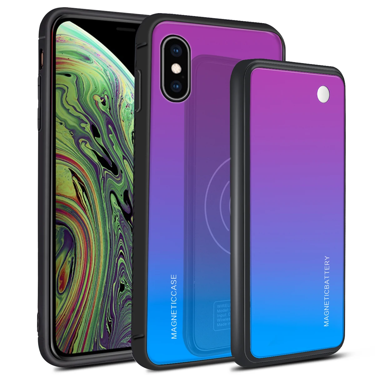 iPhone XS Max Чехол для iPhone 11 11 Pro 11 Pro Max X XS XR XS Max 7 8 7 Plus 8 plus с 5000 мАч, беспроводное зарядное устройство, чехол - Цвет: iPhone XS Max