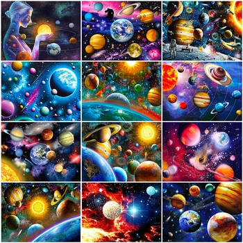 

AZQSD DIY Unframe Painting By Numbers Planet Acrylic Paint Home Decoration Pictures By Numbers Landscape Handpainted Gift