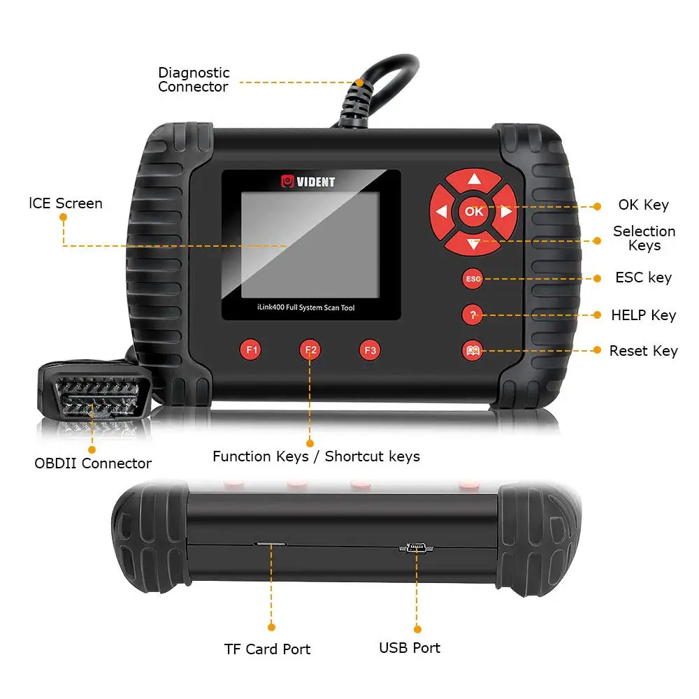 VIDENT iLink410 инструмент сканирования двигателя ABS SRS EPB SAS регенерация/сброс масла автомобиля системы-широкий код ридер OBDII инструмент