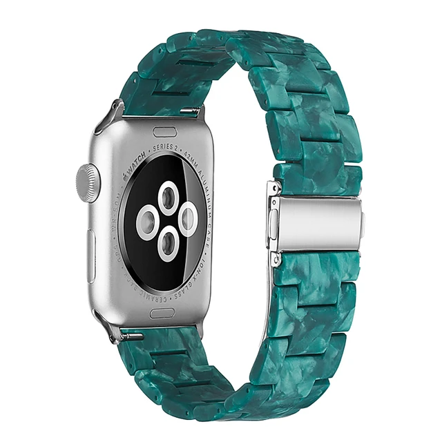 Resin strap for apple watch band 7 44mm 40mm 42mm 38mm 41 45mm correa transparent Loop watchband for iwatch 7 6 se series 5 4 3 Dumb green