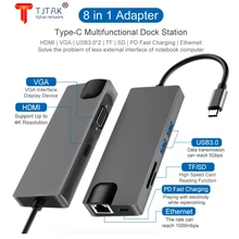 

Type-c to HDMI VGA 8 in 1 Docking Station Computer Converter with Broadcom NetXtreme Gigabit Ethernet for Apple