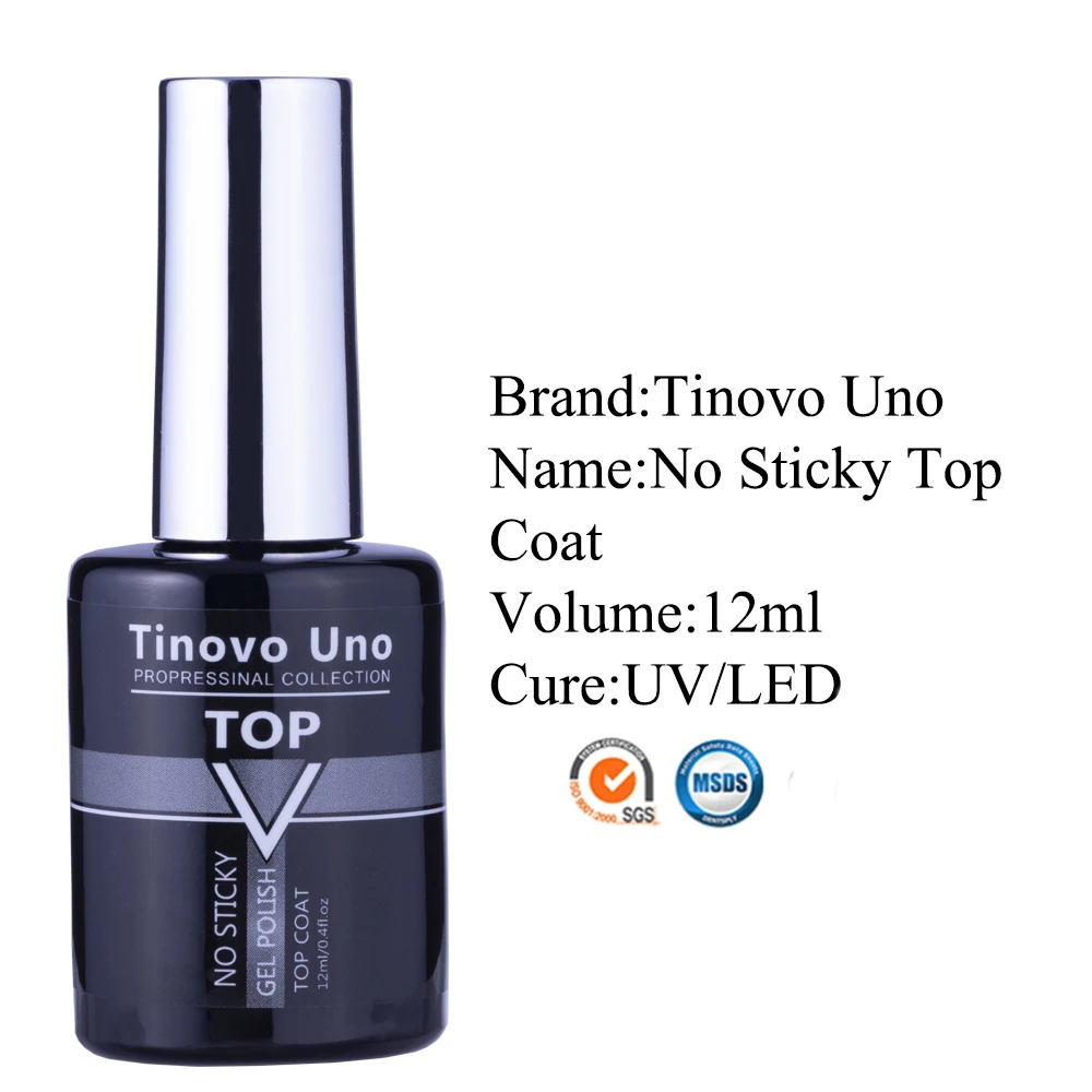 Tinovo uno káča kabát ne lepkavé UV gel dráp krém na boty 12ml leskle diamant topcoat ne otřít semi trvalý vernis gellak pro dráp umění