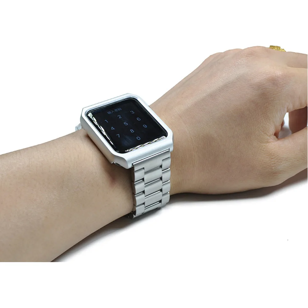 Чехол+ ремешок для Apple watch band 4 44 мм 40 мм iWatch 3 band 42 мм/38 мм металлический браслет из нержавеющей стали ремешок для часов+ чехол для часов