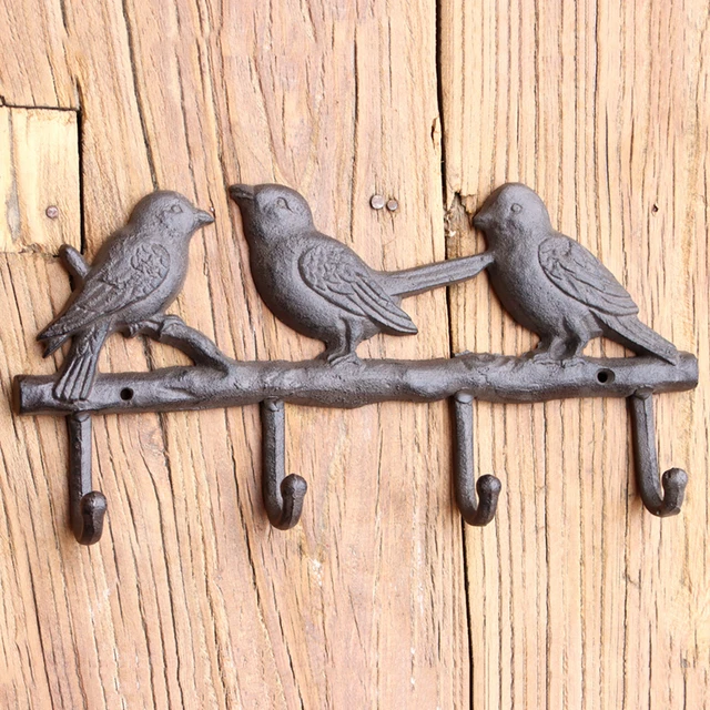 Cast Iron Birds On Branch Key Wall Holder Mounted Metal Hook Rack For Coats  Hats Towels Clothes Doorway Kitchen Garden Hanger - AliExpress