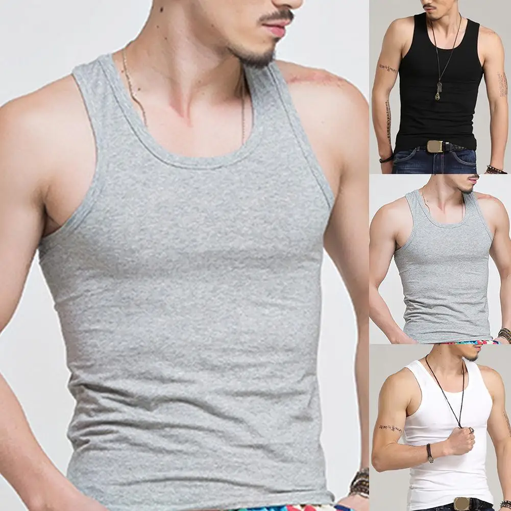 

Sport Men Tank Top Vest Solid Color Sleeveless Tank Top Fitness Bodybuilding Muscle Vest Undershirt Comfortable For Men's