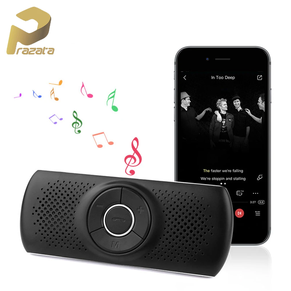 

Prazata Bluetooth Car Kit MP3 Player Bluetooth 4.2 EDR 3W Speaker Car Bluetooth Handsfree Kit Support TF Card Connect 2 Phones