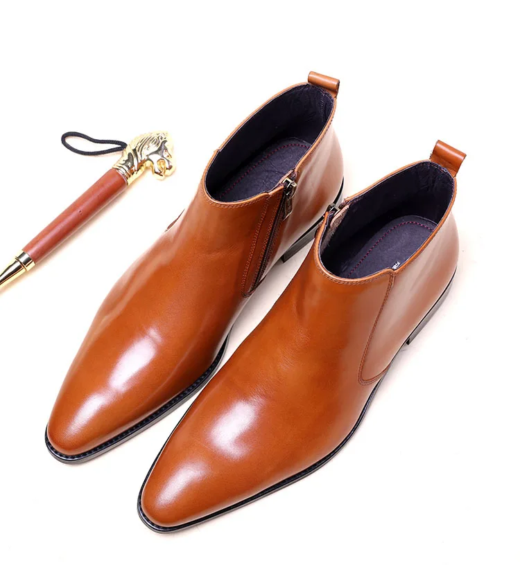 QYFCIOUFU/ года; модные мужские ботинки; Высококачественная кожаная обувь; Мужские модельные ботинки из натуральной кожи Челси