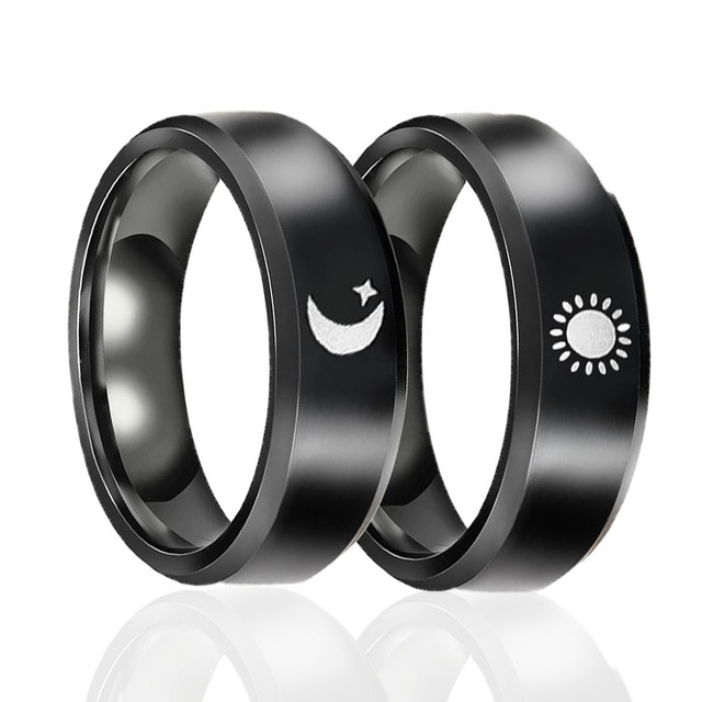 Sun Moon Paired Couple Rings For Women Men Lover Finger Silver Color Valentine's Day Matching Wedding Jewelry Gifts
