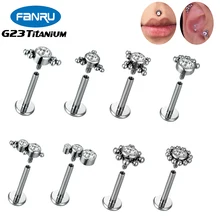 

G23 Titanium Labret Stud Earrings Hoop Zircon Helix Piercing Cartilage Tragus Internal Thread Lip Stud Body Perforated Jewelry