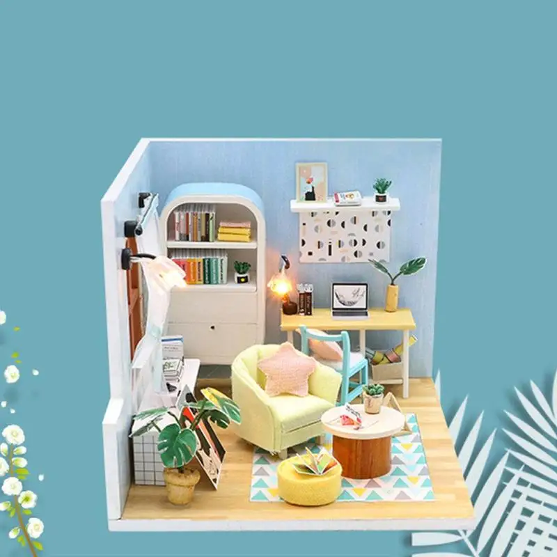 3D Деревянный Кукольный дом Вилла мебель DIY Миниатюрная модель светодиодный светильник 3D Деревянный кукольный домик рождественские подарки игрушки для детей