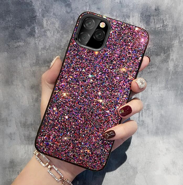 rose red Роскошный Сияющий Блеск Блестки чехол для Apple iphone 11 чехол задняя крышка для iphone 11 Pro Max iphone 11 11Pro чехлы для телефонов - Цвет: rose red