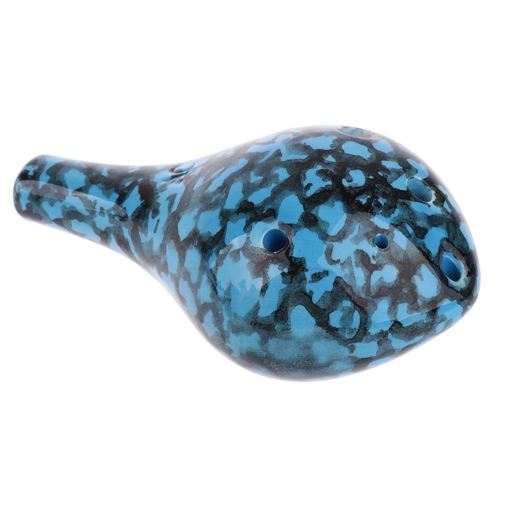 Синий Handcrafted 6 Holes Alto C Glaze Ceramic Ocarina Novelty Wind Instrument Craft Souvenir Gift - Цвет: Синий
