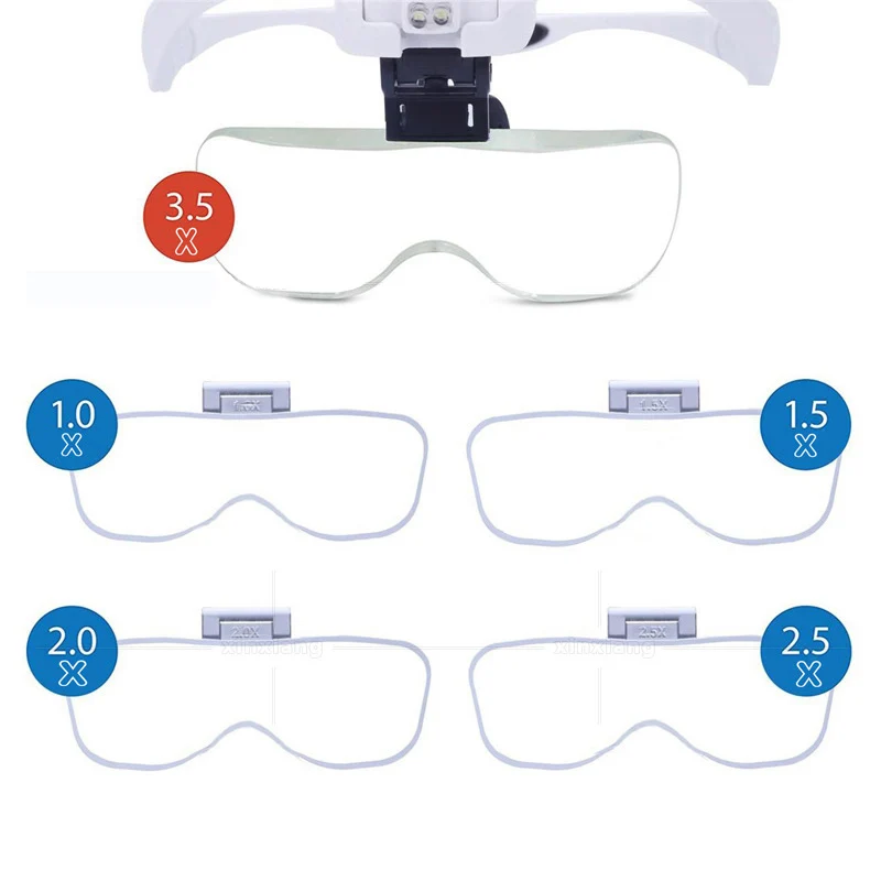 На головке Лупа пять разных увеличение линзы два светодиодный регулируемый линзы с 5ю категориями защиты Оборудование для ремонта часов и ювелирных изделий с двумя проушинами очки зеркало