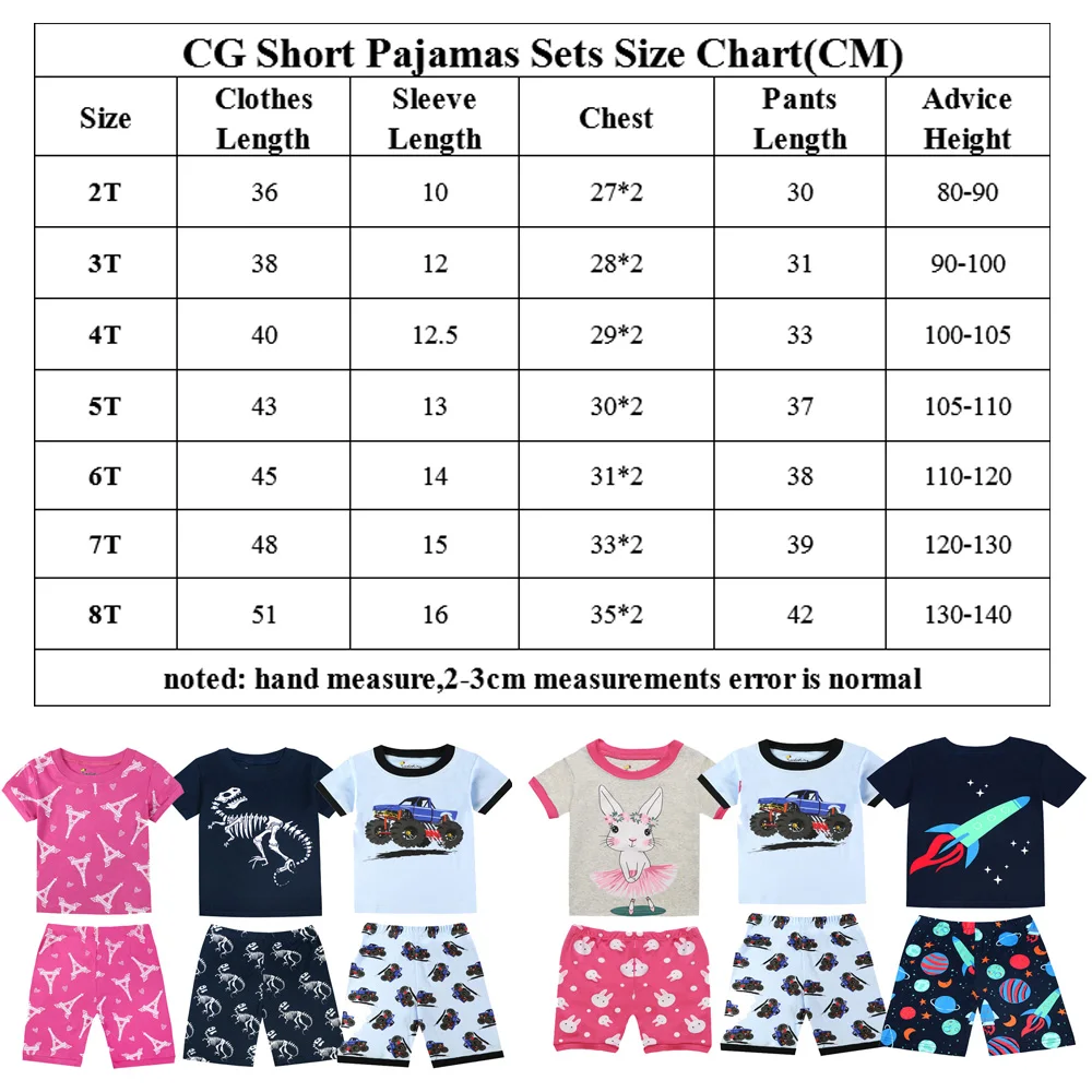 New Summer Children's Pajamas Sets Cotton Baby Girls Short Sleeved Animal Cartoon Sleepwear Kids Pyjama Enfant Boys Pyjamas PJS
