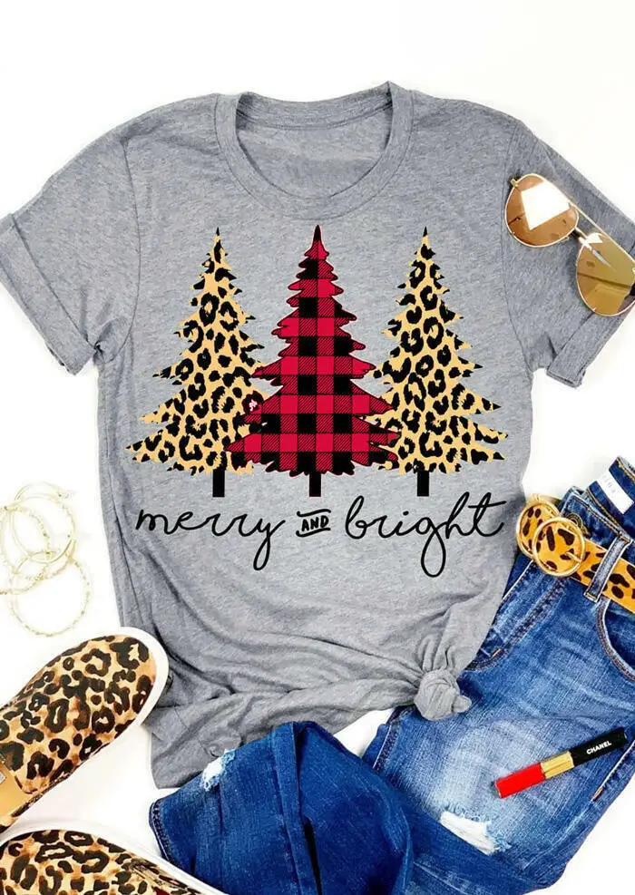colored Leopard Christmas Trees Merry 