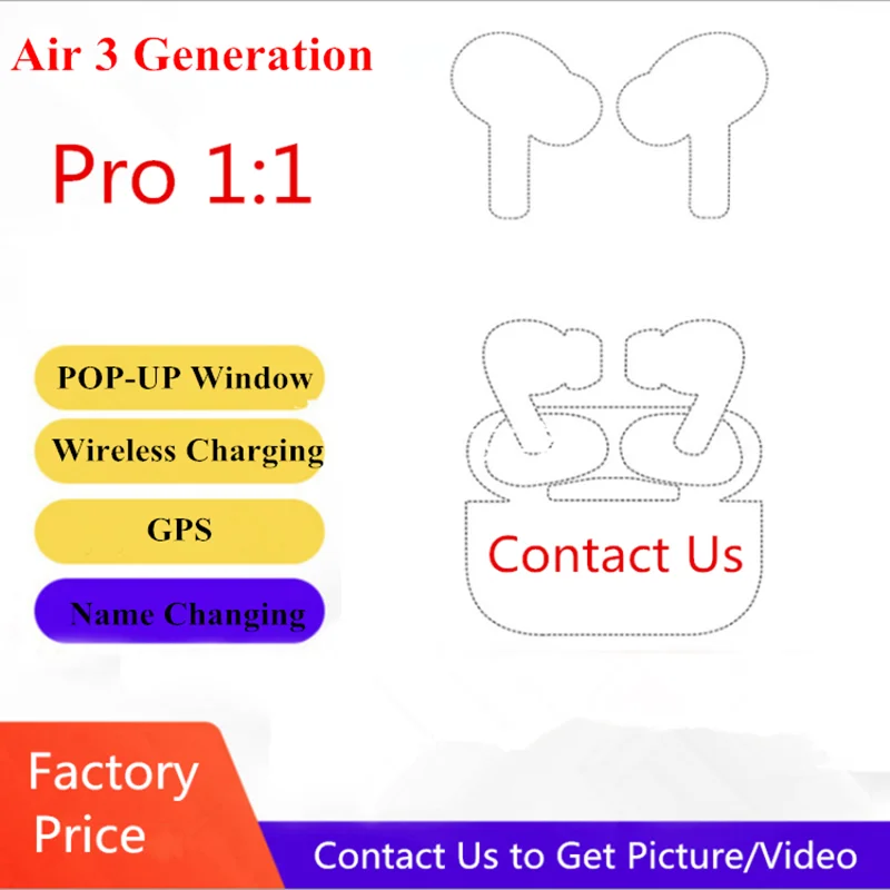 Новые Pro 1:1 Air 3 TWS Беспроводные Bluetooth умные сенсорные наушники Беспроводная