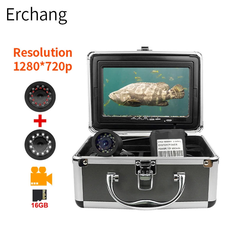 Erchang Underwater Fishing Camera HD 1280*720p Winter Fishing Camera 24pcs Light Video Recording