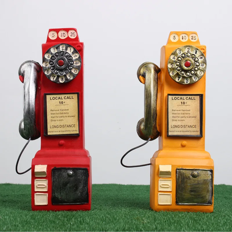 

Piggy Bank Phone Resin Retro High-end Send People Phone Model Change Storage Crafts