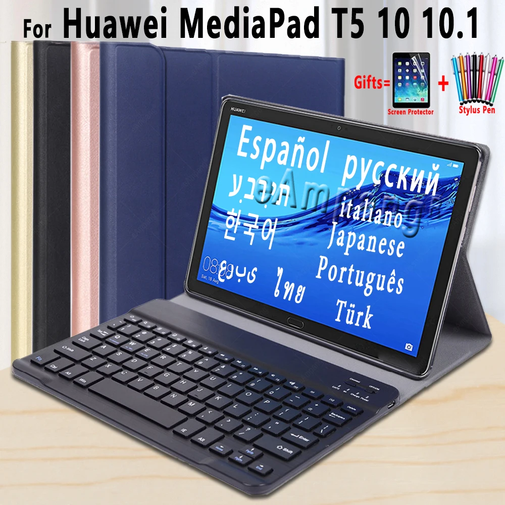 Клавиатура чехол для Huawei Mediapad T5 10 1 AGS2 L09 W09 L03 испанским и русским языком Арабский