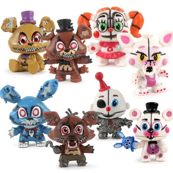 

8pcs Midnight Bear Hougong Freddy Bear Chica Chicken Toy Bear's Five Night Hougong Handmade Doll Garage Kit Action Figures