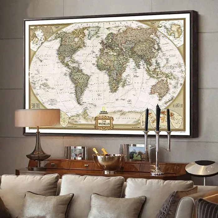 Карта мира, ретро крафт-бумага, украшение для бара, кафе, декоративная живопись для дома, плакат для кафе, украшение для дома, Настенный декор