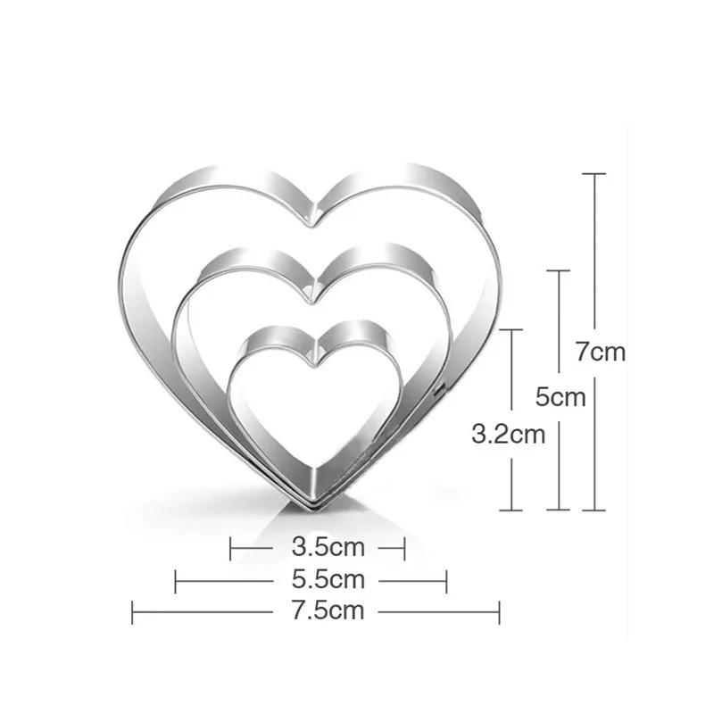 HEART 3 PCS VOGVIGO Love Puzzle формочки для печенья 3D из нержавеющей стали Свадебные инструменты для украшения тортов из мастики DIY кондитерские формы для выпечки печенья - Цвет: HEART 3 PCS