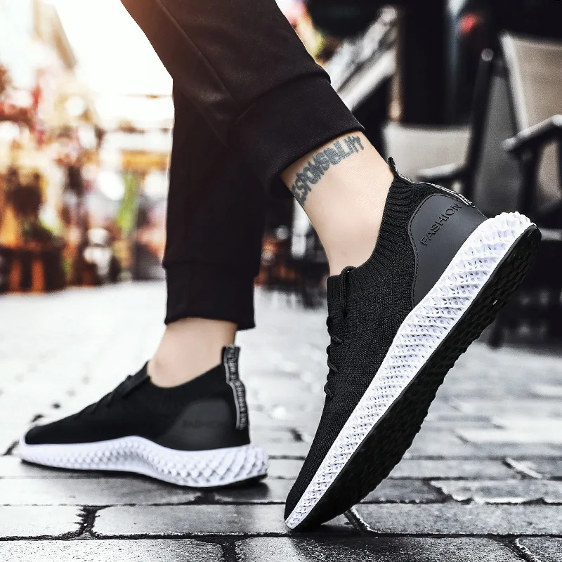

2019 Spring New Style Korean-style Trend MEN'S SHOES Versatile Students Fly Woven Sports Casual Board Shoes Men Running Trendy S