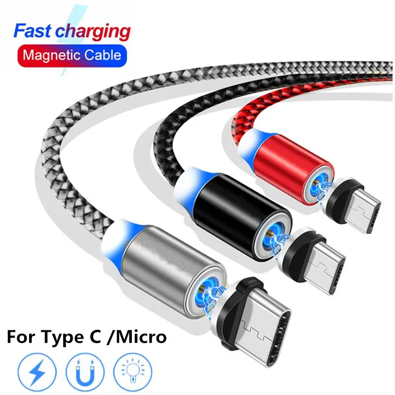 

fast Charging LED Magnetic USB Cable for samsung galaxy A20 E A30 A50 A60 M20 M30 A80 S8 S9 S10 PLUS A3 A7 A5 2017 Micro USB C