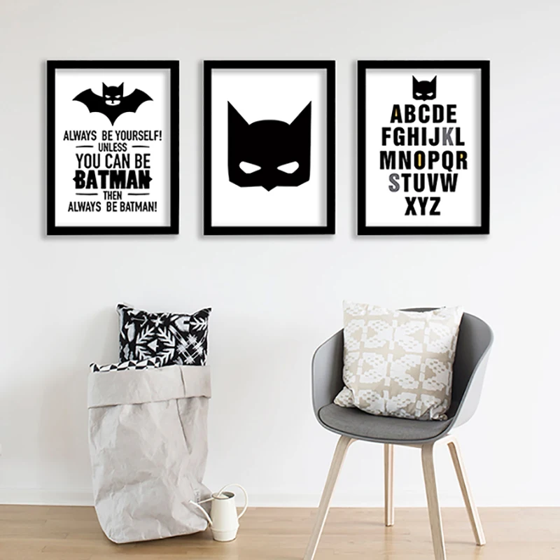 

Batman Picture Nordic Style Kids Decoration Kids Room Nordic Poster Cartoon Nursery Wall Pictures For Living Room Unframed