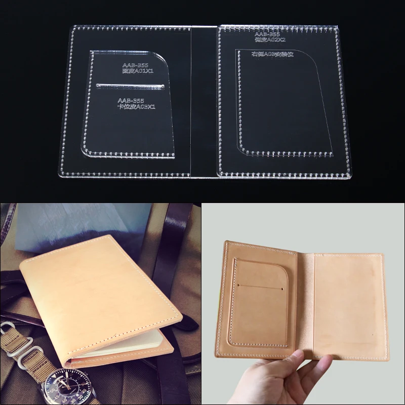 

1Set DIY Acrylic Template Multifunction Passport Holder ID Bag Wallet Leather Craft Pattern DIY Stencil Sewing Pattern 11*15.5cm
