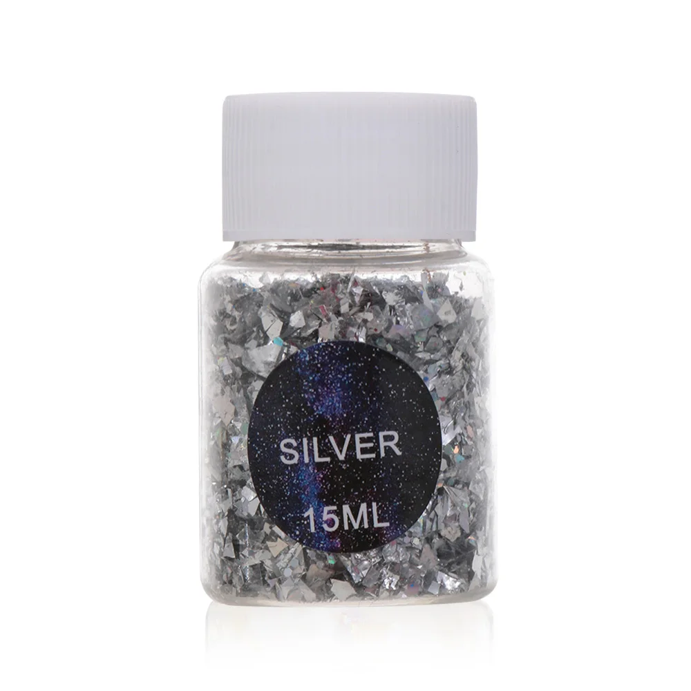 Silver 15ml Material UV Epoxy Resin Mold Colorful Shell Sugar BrokenPieces Flashing Debris Making Jewelry Filling for DIY Jewelry craft - Цвет: Silver