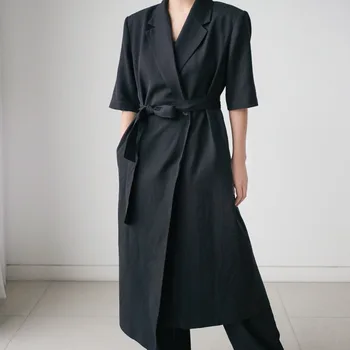 

LANMREM Summer suit collar bandage dress for female 2020 korean new half sleeve temperament large size dress with pokcets YJ153