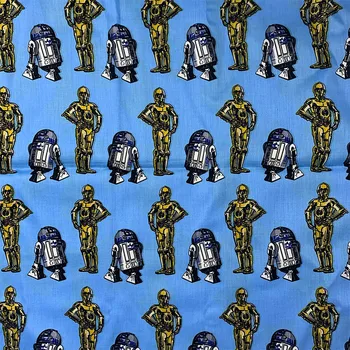 

Fashion 100%Cotton Fabric Light blue bottom Robot pattern Digital Printing Sewing Material Children Fabric Diy Shirt Clothing