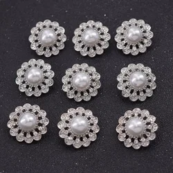 CuiEr 10pcs/lot 22mm Round buttons High quality brightness Pearl Sewing Pearl Button with Rhinestones DIY accessories