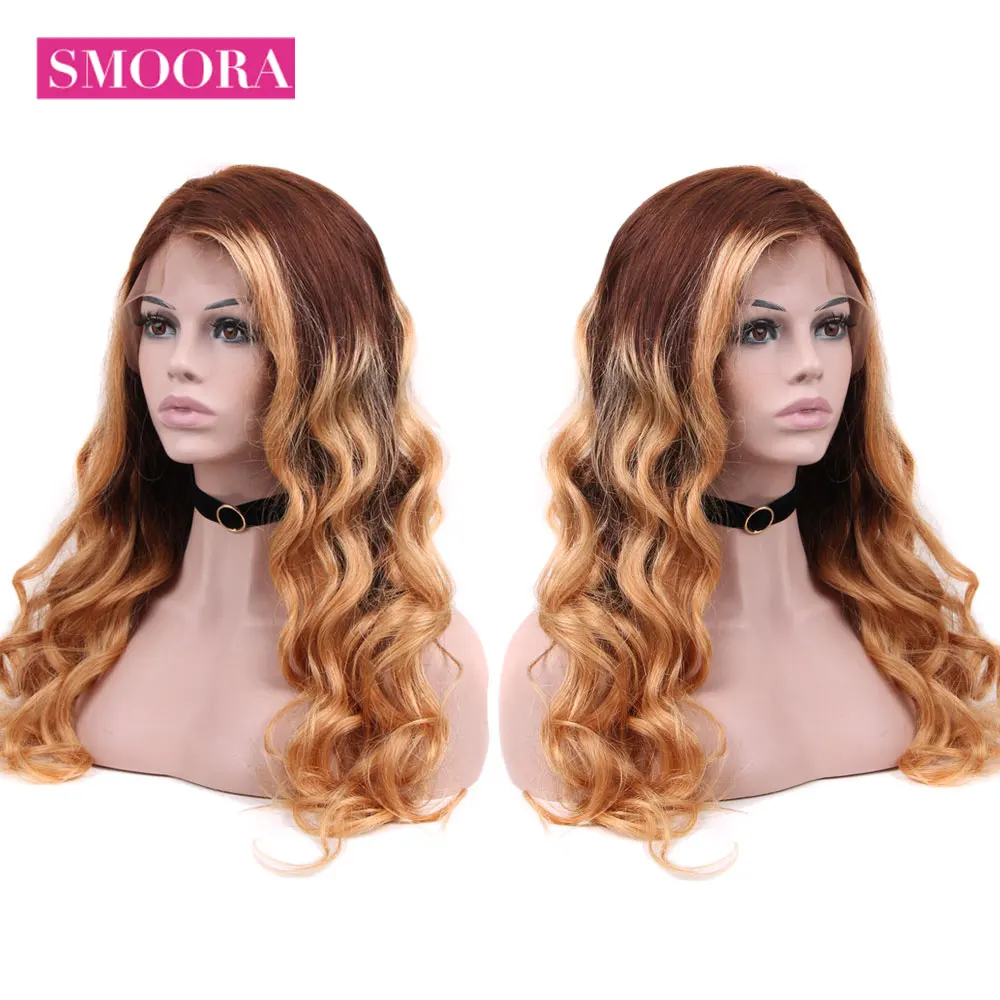 

#4/27 Ombre 13X4 Lace Front Human Hair Wig For Black Women Pre Plucked With Baby Hair Mix Colored Lace Wig Brazilian Non Remy